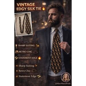 🔥 Vintage Hunting‎ Horn J. Riggins Silk Tie – Bold Geometric Statement